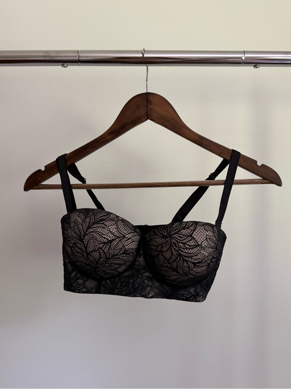 Black Lace Longline Strapless-Ready Bra